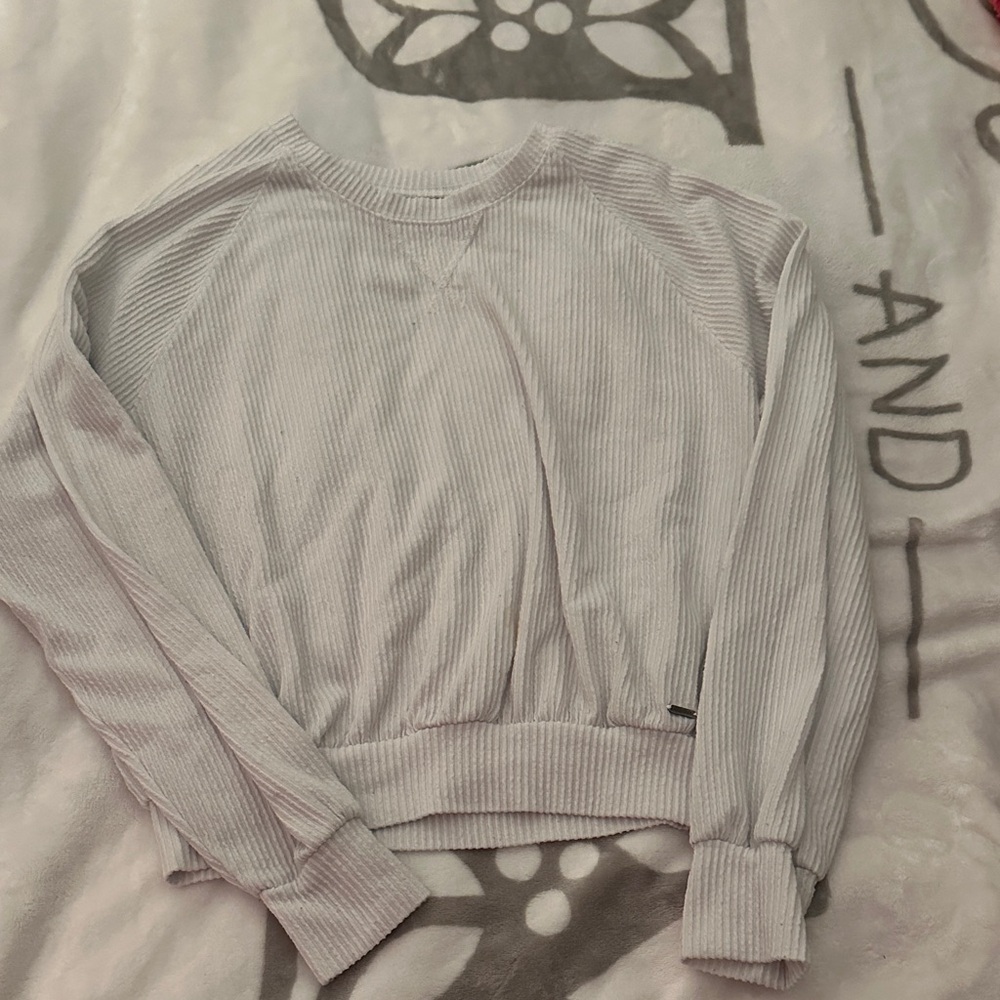 Hollister Women's Ribbed Crew Neck Sweater - Light Gray